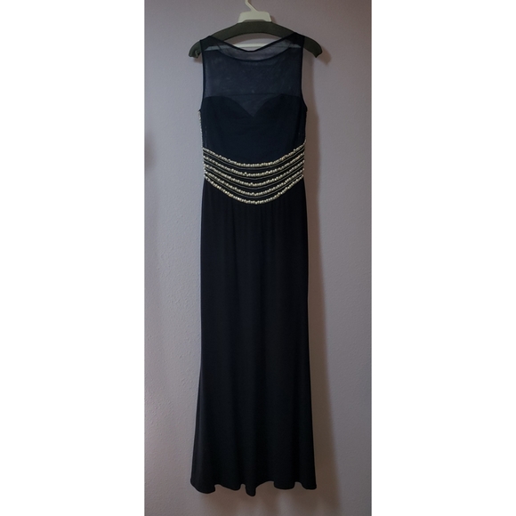 Simple Elegant Navy Blue Caché Floor Length Dress - Picture 2 of 8